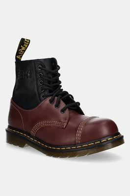 MM6 Maison Margiela botki skórzane MM6 Maison Margiela x Dr. Martens damskie kolor bordowy na płaskim obcasie S66WU0125.P8029