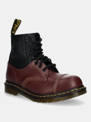 MM6 Maison Margiela botki skórzane MM6 Maison Margiela x Dr. Martens damskie kolor bordowy na płaskim obcasie S66WU0125.P8029