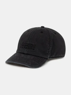 MM6 Maison Margiela czapka z daszkiem bawełniana męska kolor czarny gładka SH2TC0002