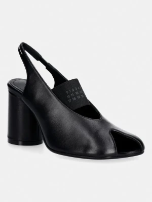 MM6 Maison Margiela czółenka z odkrytą piętą damskie skórzane czarny