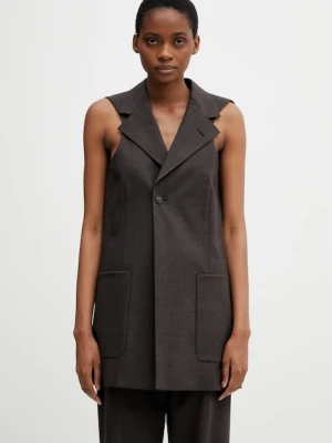 MM6 Maison Margiela kamizelka jednorzędowa damska z wełną brązowy