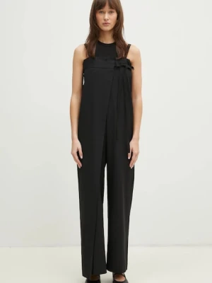 MM6 Maison Margiela kombinezon wełniany kolor czarny z dekoltem karo S52FP0089