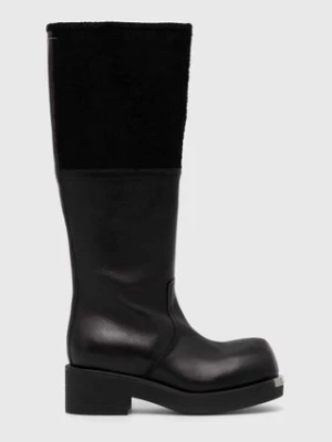 MM6 Maison Margiela kozaki skórzane Boot damskie kolor czarny na platformie S66WW0075