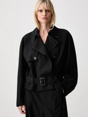 MM6 Maison Margiela krótki trencz damski z wełną czarny