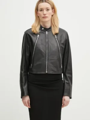 MM6 Maison Margiela kurtka skórzana kolor czarny przejściowa oversize S52AM0317