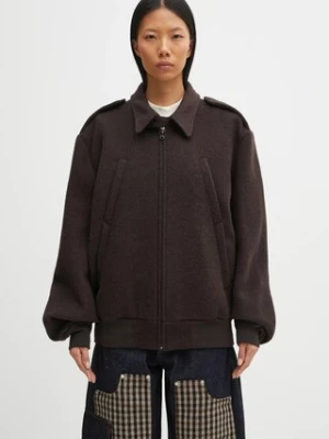 MM6 Maison Margiela kurtka wełniana kolor brązowy przejściowa oversize S62AN0169.M35635.002F