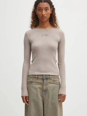 MM6 Maison Margiela longsleeve z domieszką wełny kolor beżowy S52NH0029.M20122.809