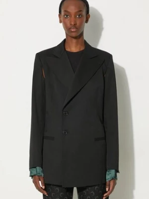 MM6 Maison Margiela marynarka z domieszką wełny kolor czarny dwurzędowa gładka S62BN0102.S47848