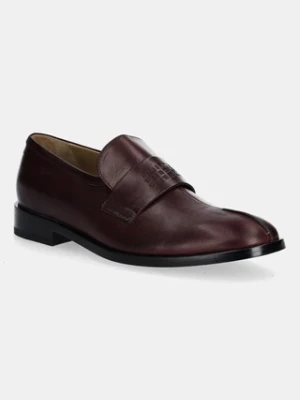 MM6 Maison Margiela mokasyny skórzane damskie kolor bordowy na płaskim obcasie S59WR0096.P5000.T2353