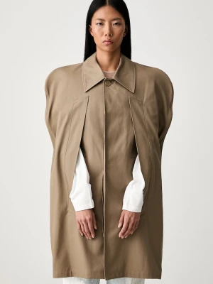 MM6 Maison Margiela płaszcz damski bawełniany beżowy