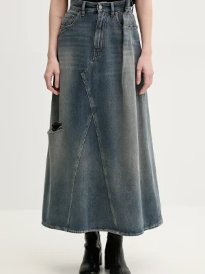 MM6 Maison Margiela spódnica jeansowa kolor niebieski maxi rozkloszowana S52ME0022