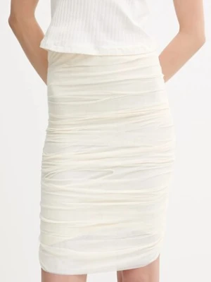 MM6 Maison Margiela spódnica kolor beżowy mini ołówkowa S62DA0037