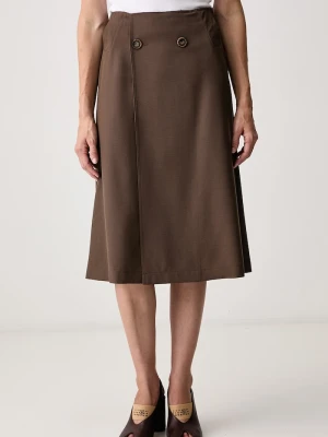 MM6 Maison Margiela spódnica z wełną brązowy