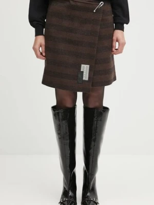 MM6 Maison Margiela spódnica z wełną kolor brązowy midi rozkloszowana S52MC0013.M35472.001F