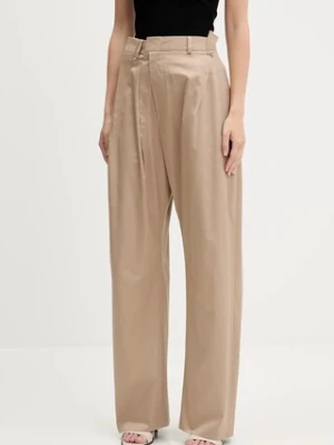 MM6 Maison Margiela spodnie bawełniane damskie kolor beżowy szerokie high waist S52KA0534.M35368