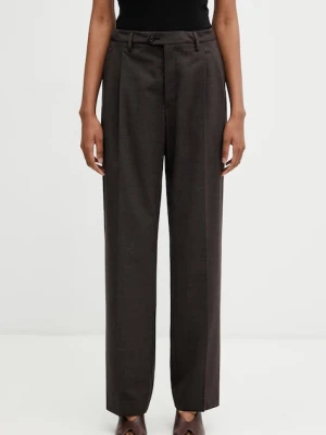 MM6 Maison Margiela spodnie straight damskie z wełną brązowy