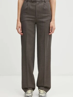MM6 Maison Margiela spodnie wełniane damskie kolor brązowy proste high waist S62KB0247.M35636.001F