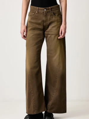 MM6 Maison Margiela spodnie wide leg damskie bawełniane brązowy