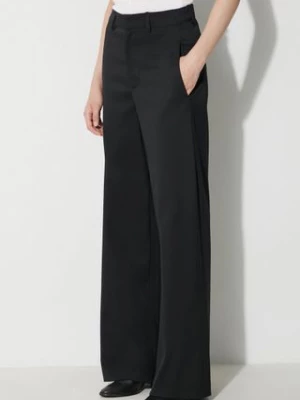 MM6 Maison Margiela spodnie z domieszką wełny kolor czarny proste high waist S62KB0178