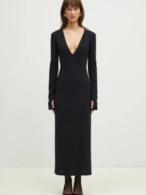 MM6 Maison Margiela sukienka kolor czarny maxi dopasowana S52DG0026