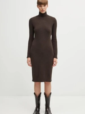 MM6 Maison Margiela sukienka z dodatkiem wełny kolor brązowy midi prosta S62DD0054.M13187.144