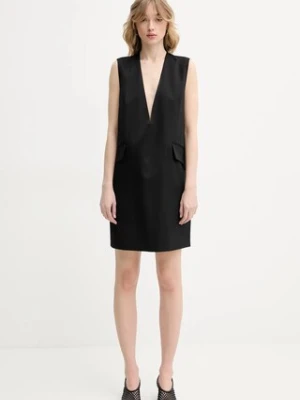 MM6 Maison Margiela sukienka z domieszką wełny kolor czarny mini oversize S52DA0046.M35153