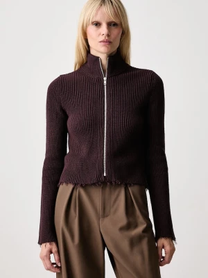 MM6 Maison Margiela sweter rozpinany damski bawełniany brązowy