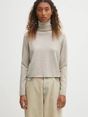 MM6 Maison Margiela sweter wełniany damski kolor beżowy lekki z golfem S52HA0296.M13133.806