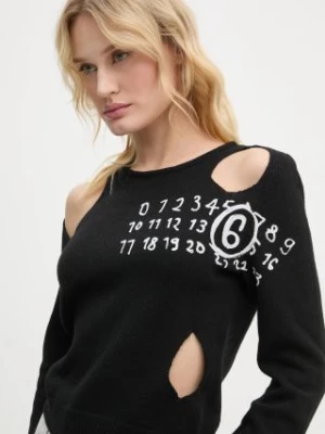 MM6 Maison Margiela sweter wełniany damski kolor czarny lekki S62NH0034.M13071