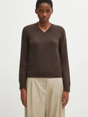 MM6 Maison Margiela sweter z dodatkiem wełny damski kolor brązowy S62HN0007.M13187.144