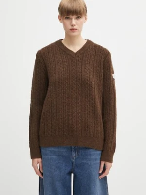 MM6 Maison Margiela sweter z dodatkiem wełny damski kolor brązowy S62HN0008.M13195.143
