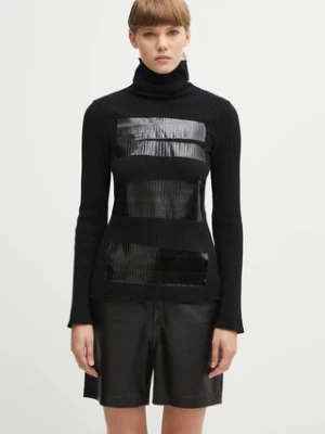 MM6 Maison Margiela sweter z dodatkiem wełny damski kolor czarny lekki z golfem S62HA0095.M13196.900S