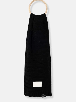 MM6 Maison Margiela szalik wełniany kolor czarny z aplikacją S52TE0054.M13040
