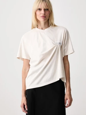 MM6 Maison Margiela T-shirt damski bawełniany beżowy