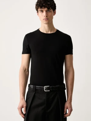 MM6 Maison Margiela T-shirt męski bawełniany z elastanem czarny