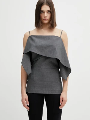 MM6 Maison Margiela top z dodatkiem wełny szary