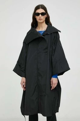 MMC STUDIO płaszcz damski kolor czarny przejściowy oversize