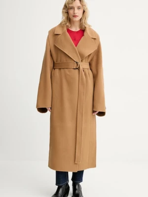 MMC STUDIO płaszcz wełniany kolor brązowy VESPERE.COAT