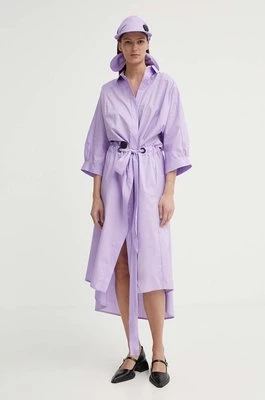 MMC STUDIO sukienka bawełniana kolor fioletowy midi rozkloszowana FELIA.DRESS
