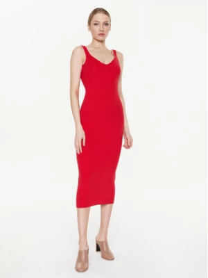MMC Studio Sukienka dzianinowa Light Skin Czerwony Slim Fit
