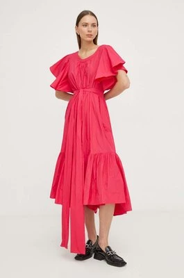 MMC STUDIO sukienka kolor różowy midi rozkloszowana