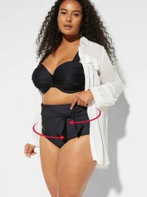 Mocno modelujące figi bikini z wysokim stanem i wiązanym paskiem bonprix