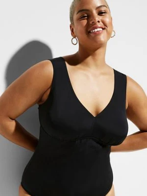 Mocno modelujący kostium kąpielowy z dekoltem w serek bonprix