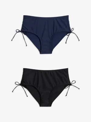 Modelujące figi bikini (2 pary), lekki stopień modelowania sylwetki BonPrix czarny