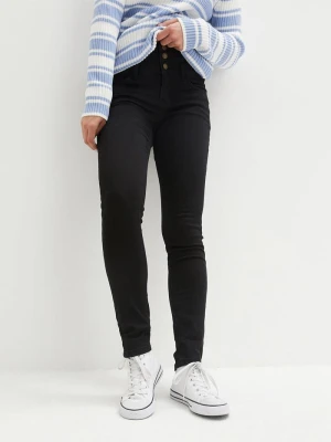 Modelujące jeansy termiczne o kroju skinny, high waist BonPrix czarny