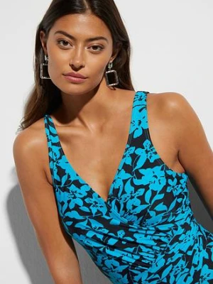 Modelujący kostium kąpielowy, średni stopień modelowania sylwetki, z dekoltem kopertowym bonprix