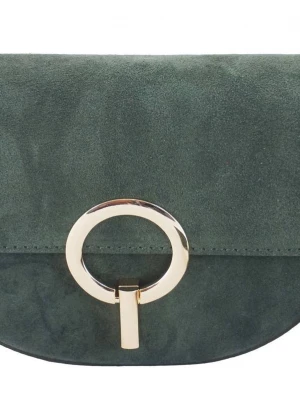 Modna torebka wizytowa skórzana - Zielona ciemna Merg