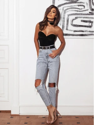 Modne body z ozdobnym chokerem RAWIERA - czarne  magmac 