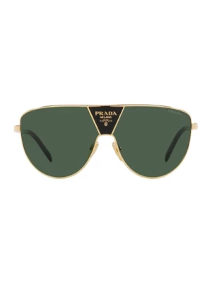 Modne Metalowe Okulary Przeciwsłoneczne z Zielonymi Soczewkami Prada