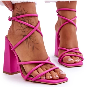 Modne Sandały Na Obcasie Różowe Josette Inna marka